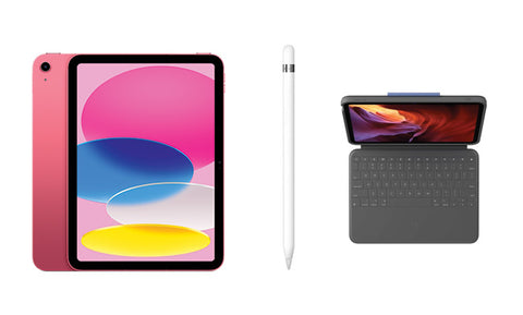 Apple iPad Wi-Fi 256GB (10TH GEN) Bundle includes: iPad - Apple Pencil with USB-C Adapter - Logitech Rugged Folio 10th Gen
