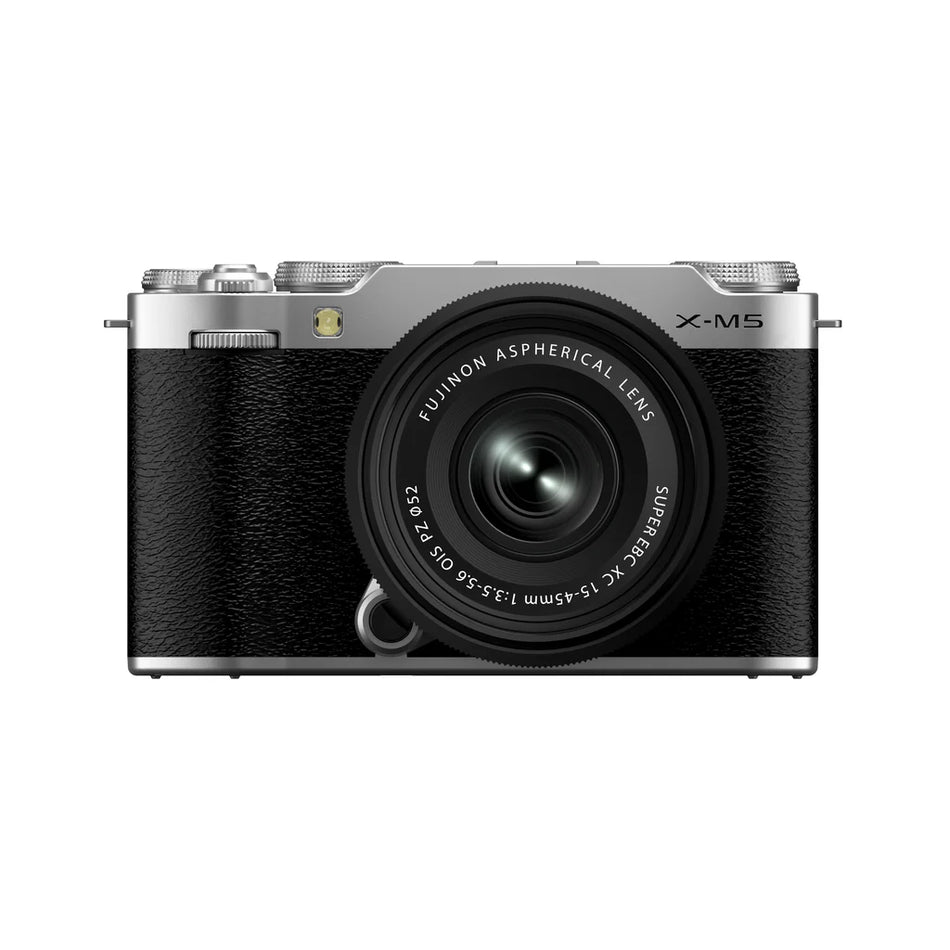 FUJIFILM X-M5 Mirrorless Camera Silver with XC 15-45mm f3.5-5.6 OIZ PZ Lens Kit