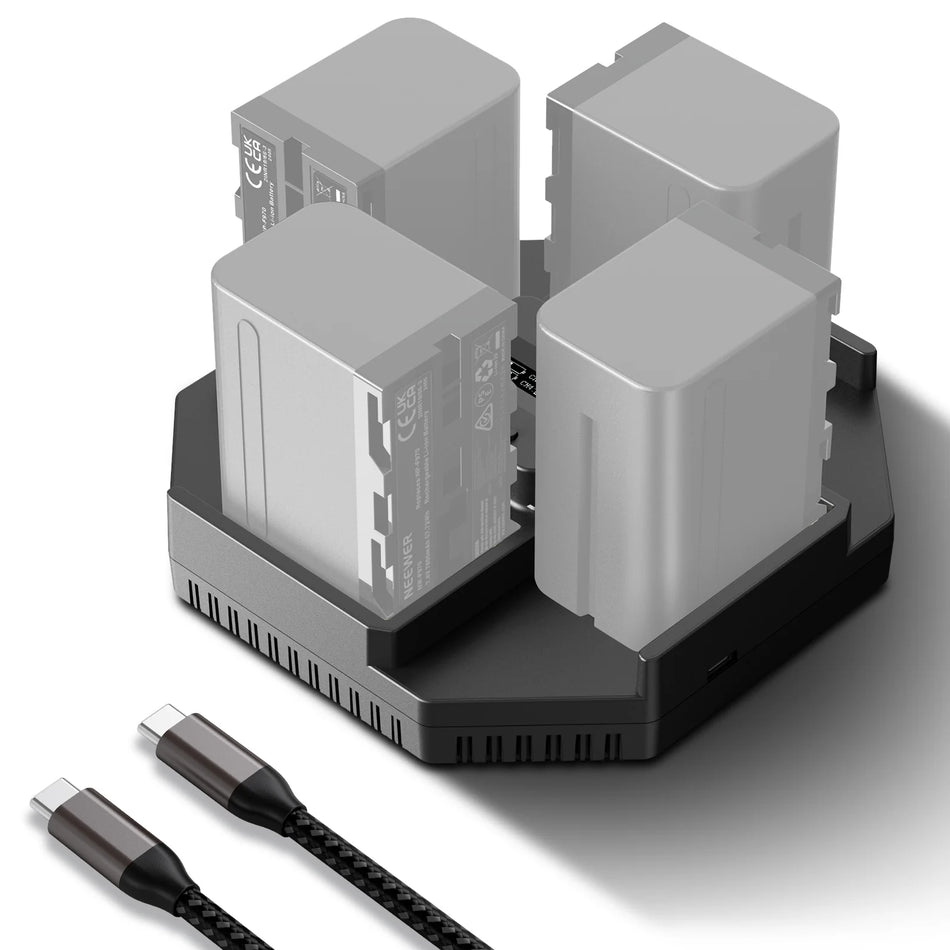 NEEWER NW-F4 4 Channel Charger for NP-F550 NP-F750 NP-F970 Camera Battery