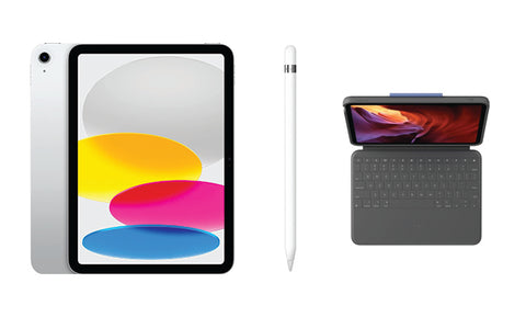 Apple iPad Wi-Fi 64GB (10TH GEN) Bundle includes: iPad - Apple Pencil with USB-C Adapter - Logitech Rugged Folio 10th Gen