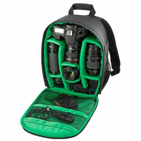 Waterproof SLR Camera Soft Case Bag Backpack Rucksack Green