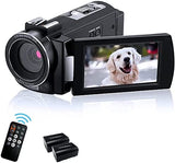 Video Camera Camcorder 2.7K  FHD 1080P 30FPS IR Night Vision Camcorders with Remote Control with 2 Batteries