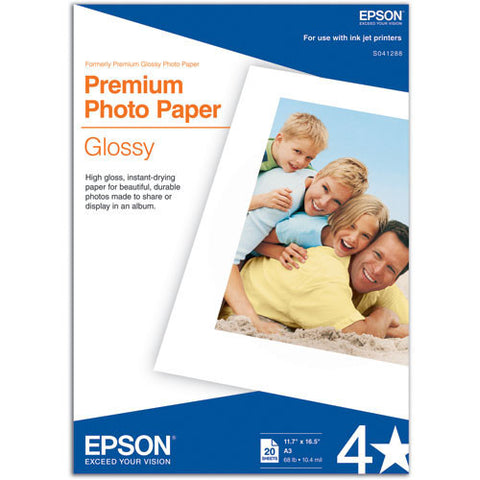 Epson | Premium Glossy Photo Paper for Inkjet 11.7x16.5" (A3) - 20 Sheets